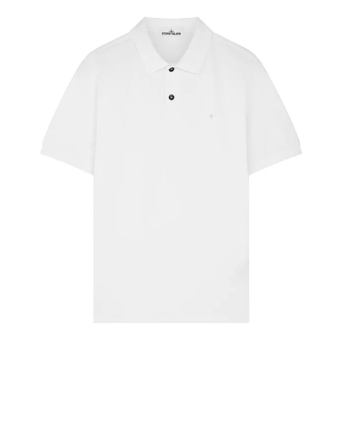 Mens 21718 ShortSleeve Polo Shirt In White Stone Island Polo Shirts