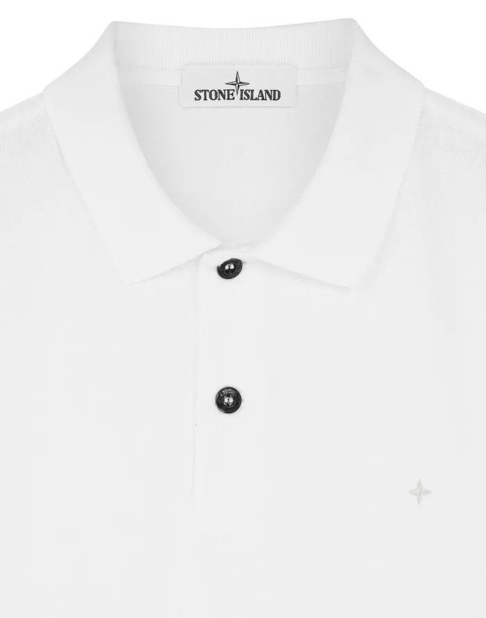 Mens 21718 ShortSleeve Polo Shirt In White Stone Island Polo Shirts