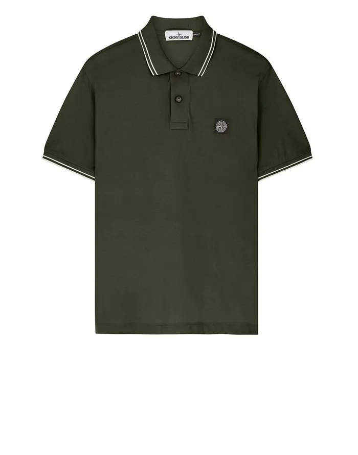 Mens 22S18 Short Sleeve Polo Shirt In Dark Forest Stone Island Polo Shirts