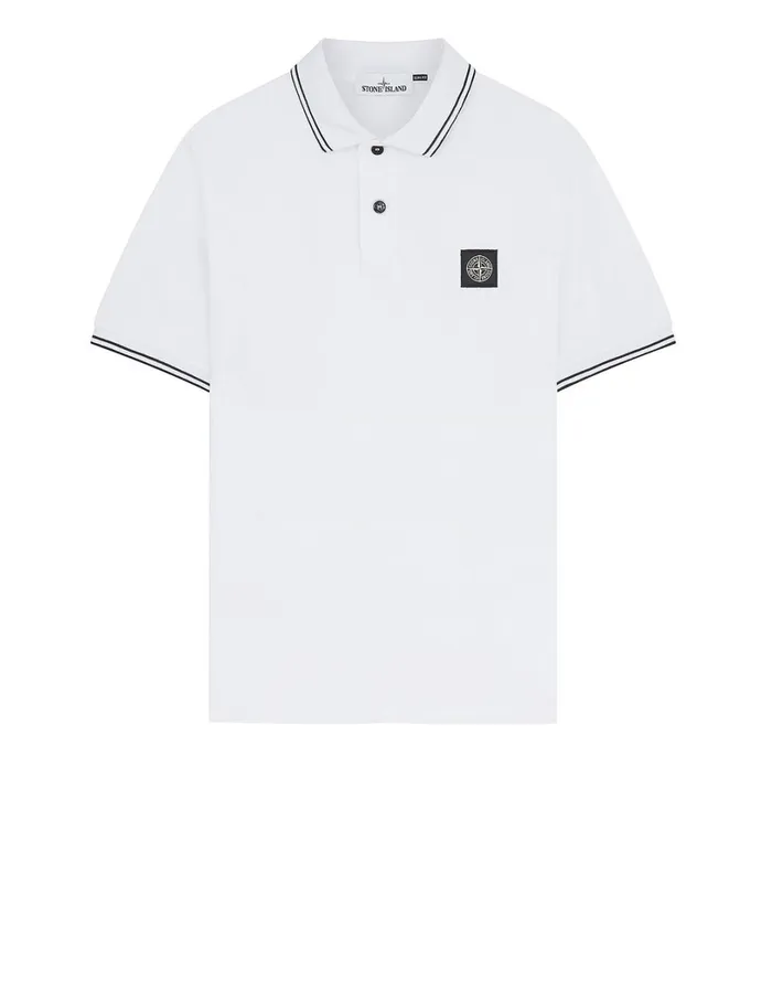 Mens 22S18 Short Sleeve Polo Shirt In White Stone Island Polo Shirts