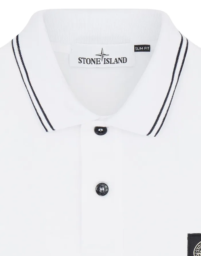 Mens 22S18 Short Sleeve Polo Shirt In White Stone Island Polo Shirts
