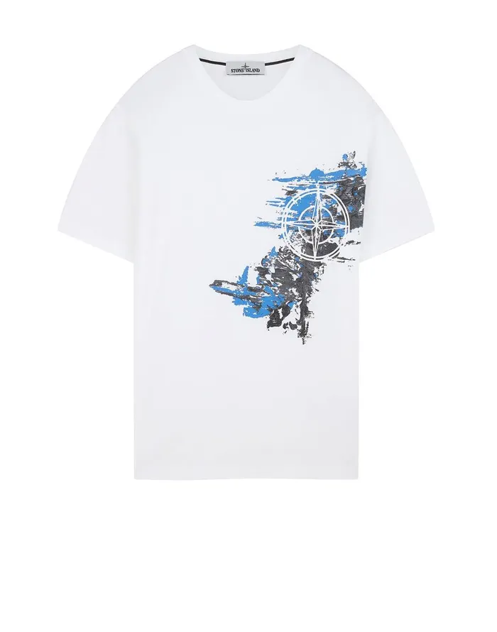 Mens 24682 Paint Stroke 3 TShirt In White Stone Island TShirts