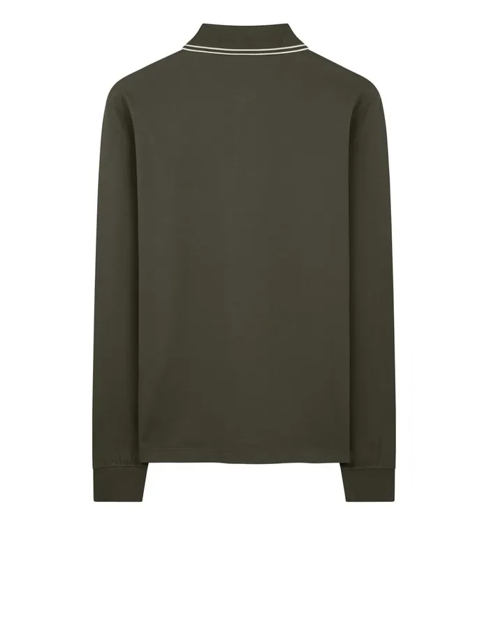 Mens 2Ss18 Long Sleeve Polo Shirt In Dark Forest Stone Island Polo Shirts