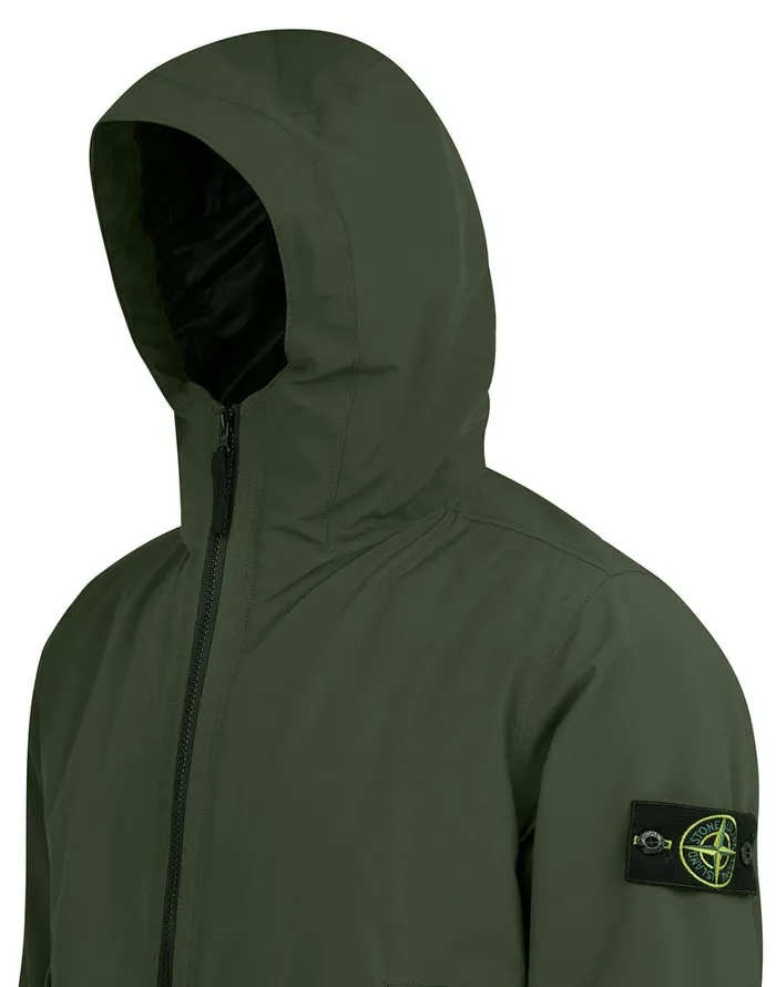 Mens 41627 Soft ShellR With Primaloft Insulation Hooded Blouson In Dark Forest Stone Island Coats 038 Jackets