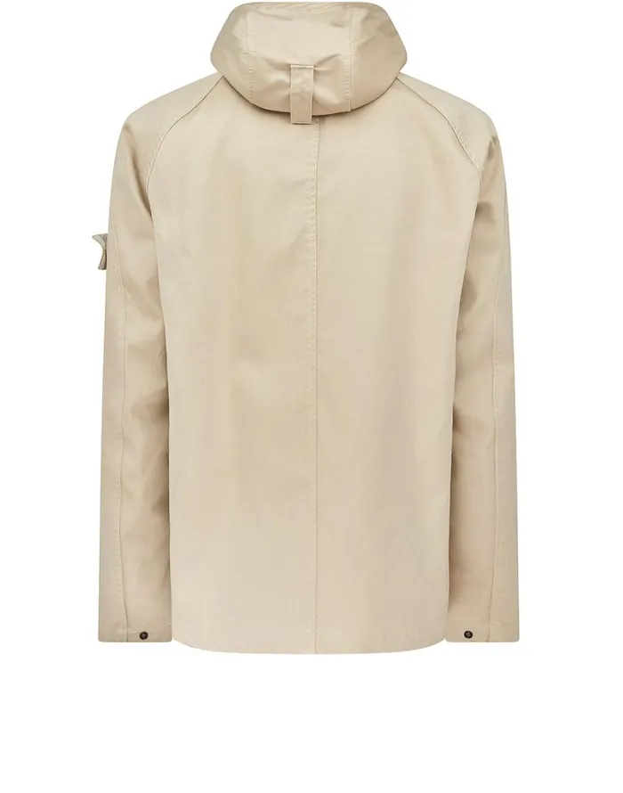 Mens 441F1 Raso Gommato Double Ghost Piece Hooded Jacket In Beige Stone Island Coats 038 Jackets