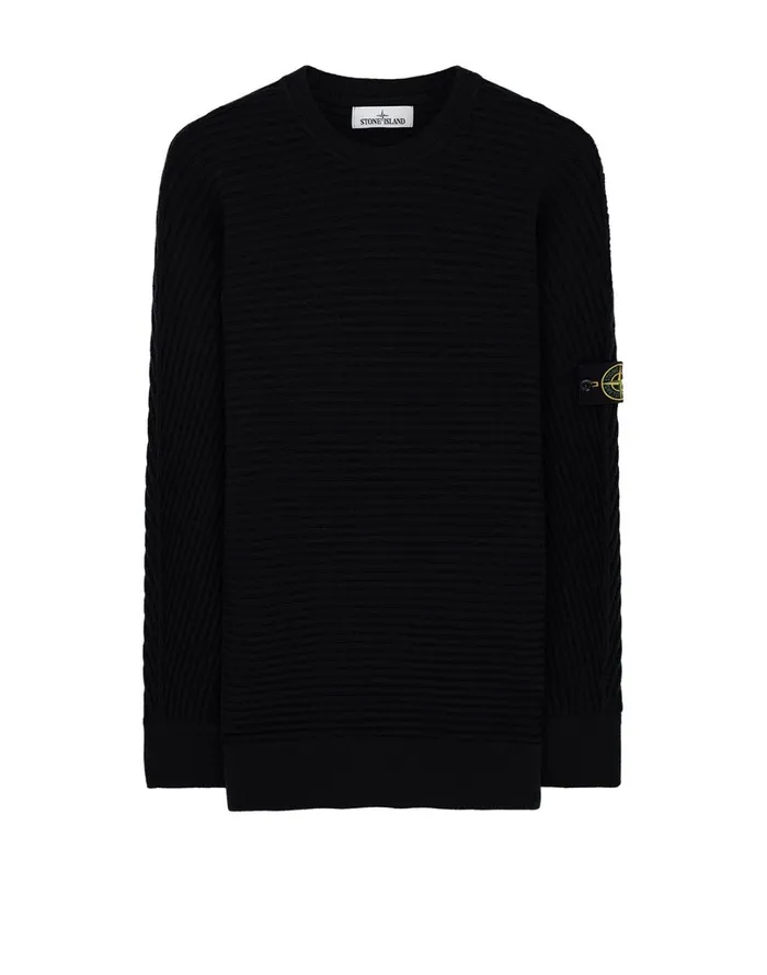 Mens 502A1 Crewneck Jumper In Black Stone Island Knitwear