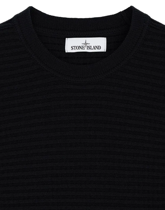 Mens 502A1 Crewneck Jumper In Black Stone Island Knitwear