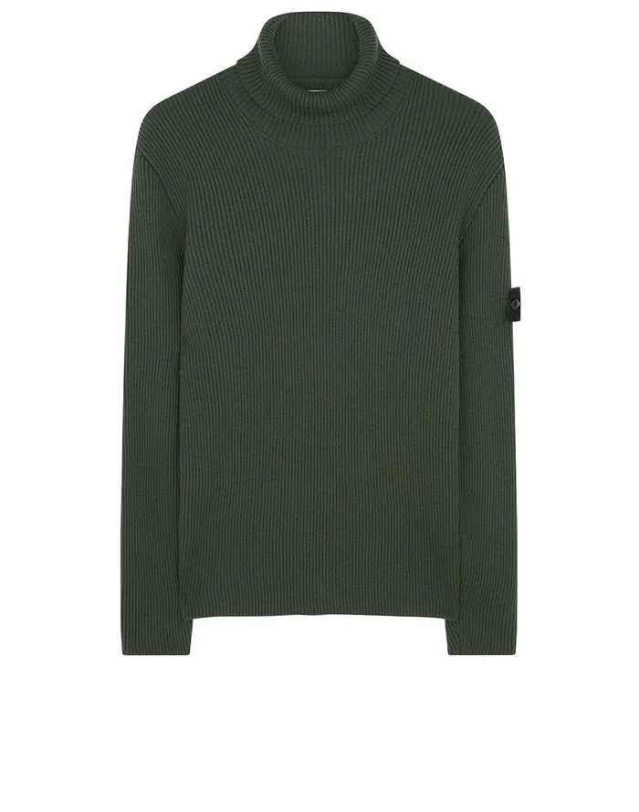 Mens 522C2 Turtleneck Jumper In Dark Forest Stone Island Knitwear