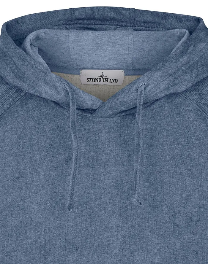 Mens 62090 Dust Colour Mlange Cotton Fleece Hooded Sweatshirt In Periwinkle Stone Island Sweatshirts