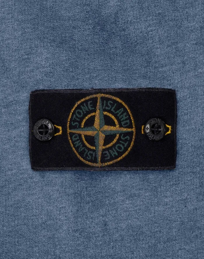 Mens 62090 Dust Colour Mlange Cotton Fleece Hooded Sweatshirt In Periwinkle Stone Island Sweatshirts
