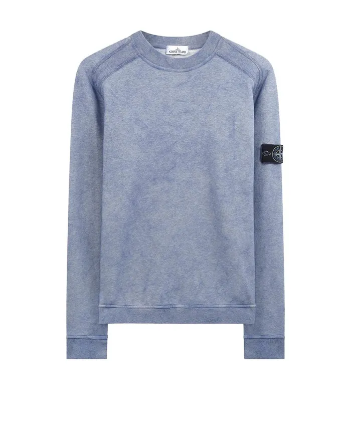Mens 62290 Dust Colour Treatment Crewneck Sweatshirt In Periwinkle Stone Island Sweatshirts Mens 62290 Dust Colour Treatment Crewneck Sweatshirt In Periwinkle Stone Island Sweatshirts