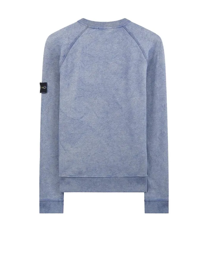Mens 62290 Dust Colour Treatment Crewneck Sweatshirt In Periwinkle Stone Island Sweatshirts