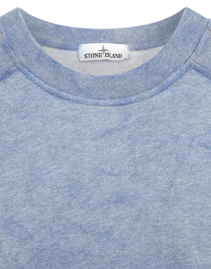 Mens 62290 Dust Colour Treatment Crewneck Sweatshirt In Periwinkle Stone Island Sweatshirts