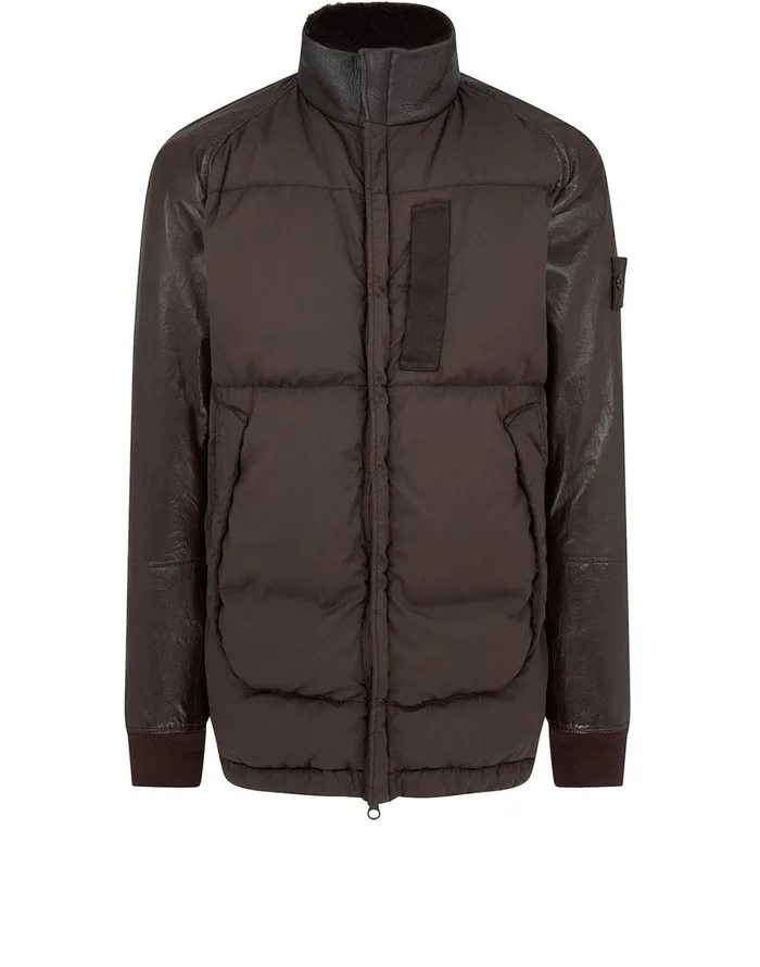 Mens Coats and Jackets Stone Island 002F3 Featherweight Leather With Stretch Wool Nylon Down Ghost Piece Blouson In Dark BrownJackets Dark Brown Mens Coats and Jackets Stone Island 002F3 Featherweight Leather With Stretch Wool Nylon Down Ghost Piece Blouson In Dark BrownJackets Dark Brown