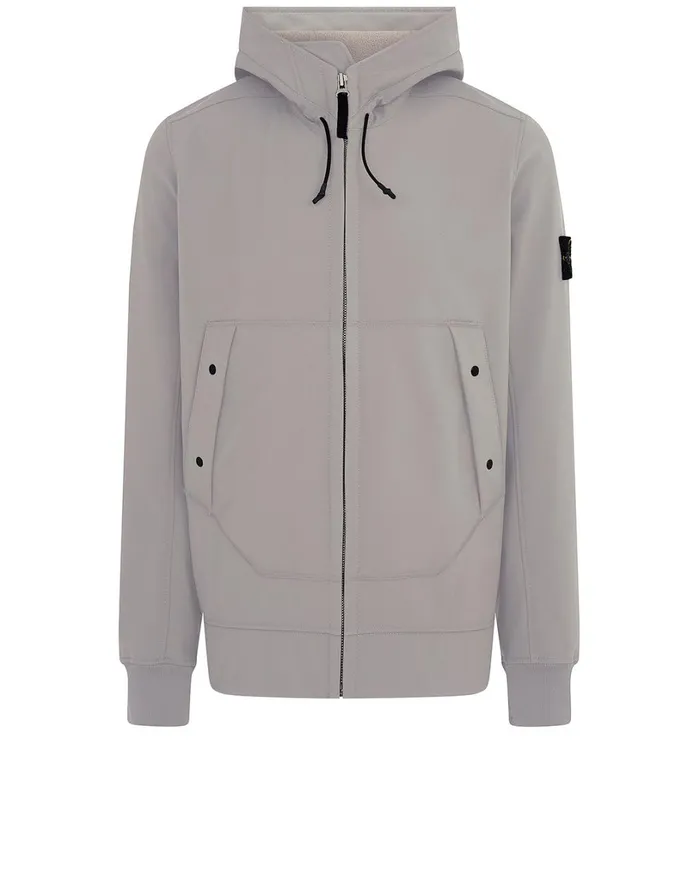 Mens Q0122 Soft ShellR Hooded Blouson In Dove Grey Stone Island Coats 038 Jackets Mens Q0122 Soft ShellR Hooded Blouson In Dove Grey Stone Island Coats 038 Jackets