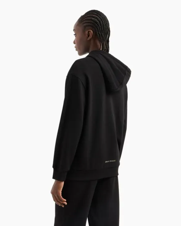 Metal Logo Zip Up Hoodie Black Women Armani Matching Sets Metal Logo Zip Up Hoodie Black Women Armani Matching Sets