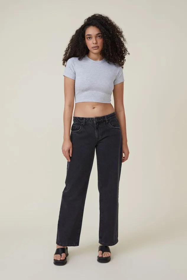 Micro Crop Tee Grey Marle Women Cotton On Tops Micro Crop Tee Grey Marle Women Cotton On Tops