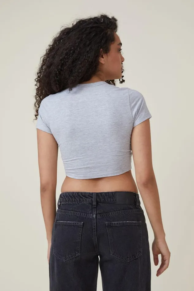 Micro Crop Tee Grey Marle Women Cotton On Tops Micro Crop Tee Grey Marle Women Cotton On Tops