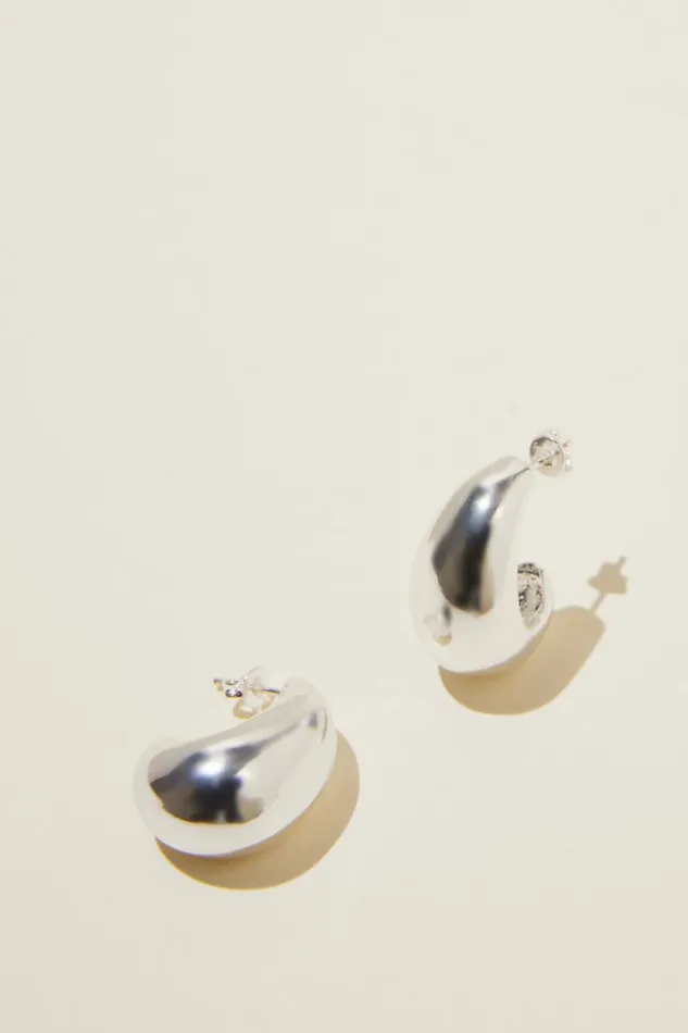 Mid Charm Earring Silver Plated Tear Drop Stud Women Cotton On Jewelry