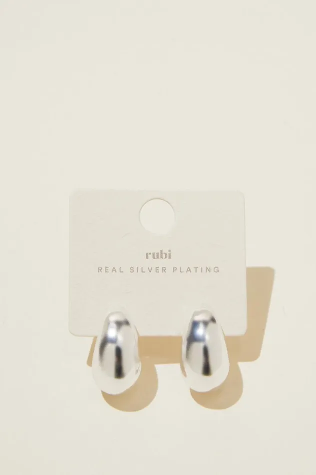 Mid Charm Earring Silver Plated Tear Drop Stud Women Cotton On Jewelry Mid Charm Earring Silver Plated Tear Drop Stud Women Cotton On Jewelry