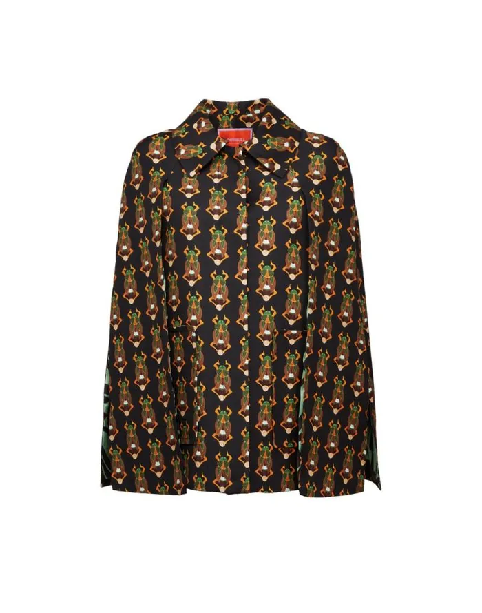 Milano Mini Cape Scarab Black Women La Double J Outerwear Milano Mini Cape Scarab Black Women La Double J Outerwear
