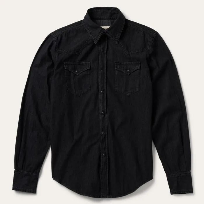 Modern Denim Western Shirt Black Men Stetson Western Shirts