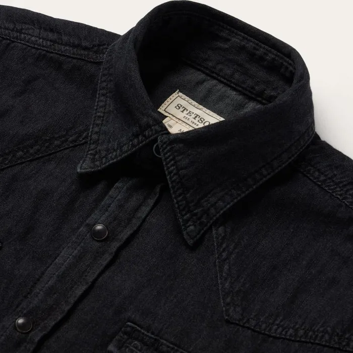 Modern Denim Western Shirt Black Men Stetson Western Shirts