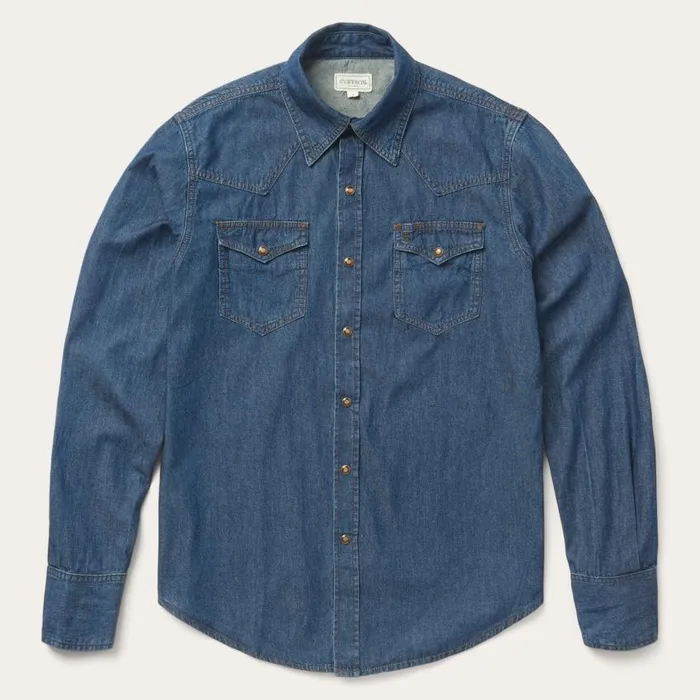 Modern Denim Western Shirt Blue Men Stetson Modern Cut