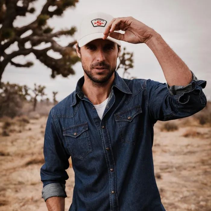 Modern Denim Western Shirt Blue Men Stetson Modern Cut