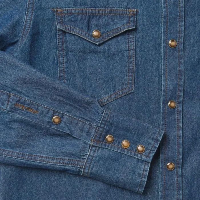 Modern Denim Western Shirt Blue Men Stetson Modern Cut