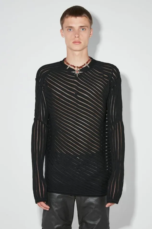 Monofilament Pinstripe Knitted Longsleeve Black Men MISBHV Knitwear