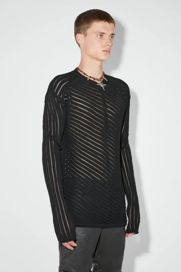Monofilament Pinstripe Knitted Longsleeve Black Men MISBHV Knitwear