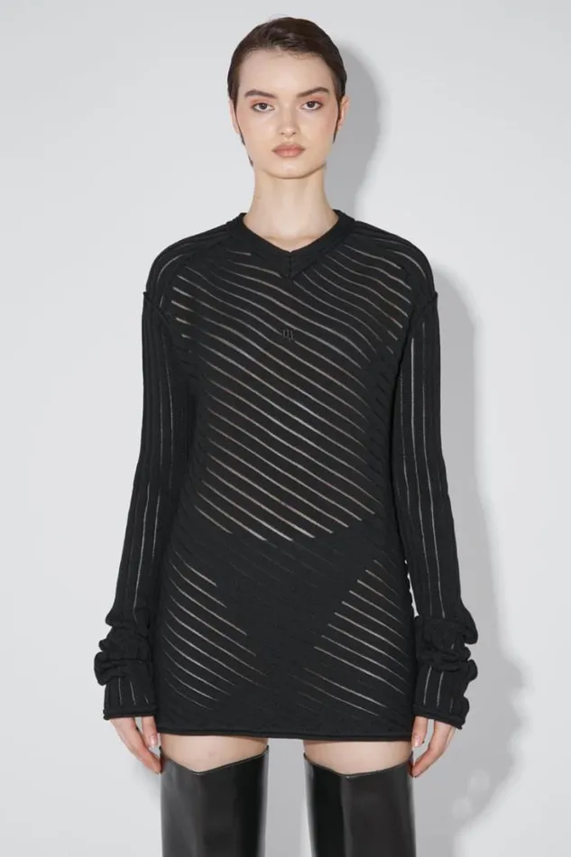 Monofilament Pinstripe Knitted Longsleeve Black Women MISBHV Knitwear