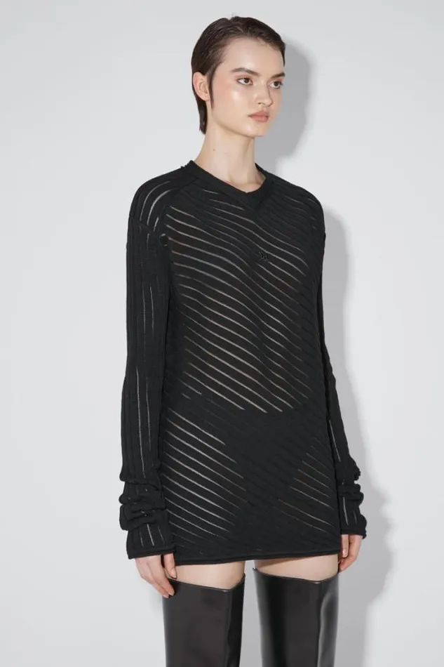Monofilament Pinstripe Knitted Longsleeve Black Women MISBHV Knitwear