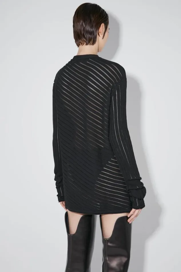Monofilament Pinstripe Knitted Longsleeve Black Women MISBHV Knitwear
