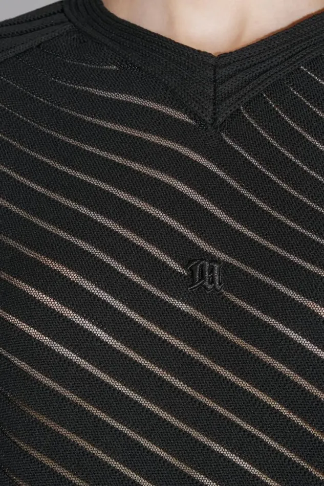 Monofilament Pinstripe Knitted Longsleeve Black Women MISBHV Knitwear