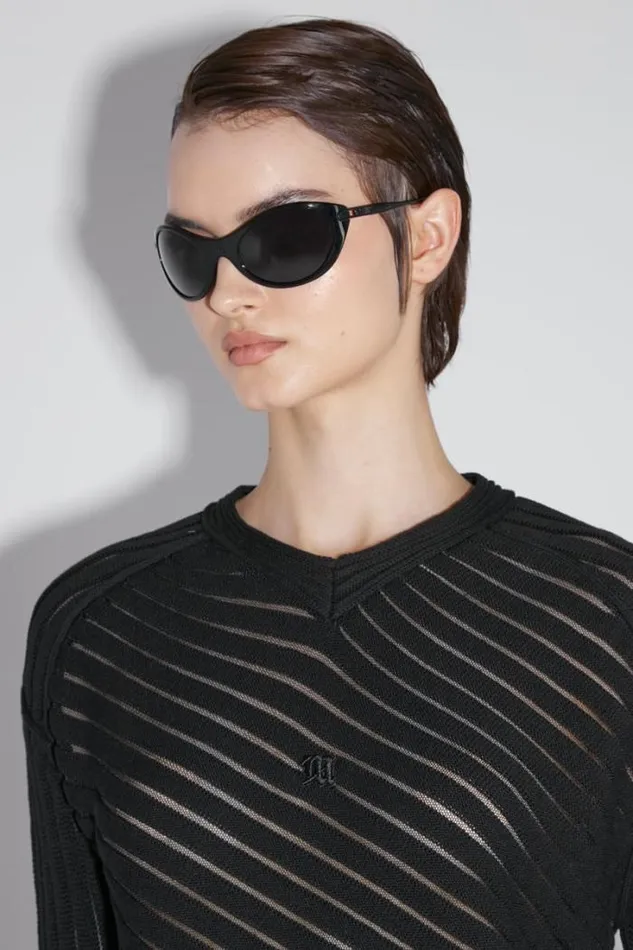 Monofilament Pinstripe Knitted Longsleeve Black Women MISBHV Knitwear