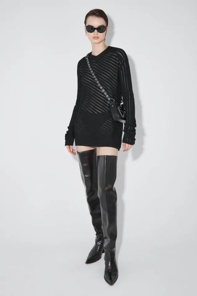 Monofilament Pinstripe Knitted Longsleeve Black Women MISBHV Knitwear