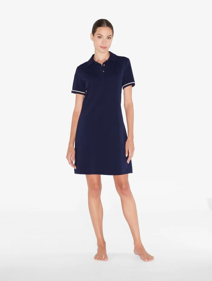 Monogram Polo Dress In Navy Swim La Perla Beach Coverups