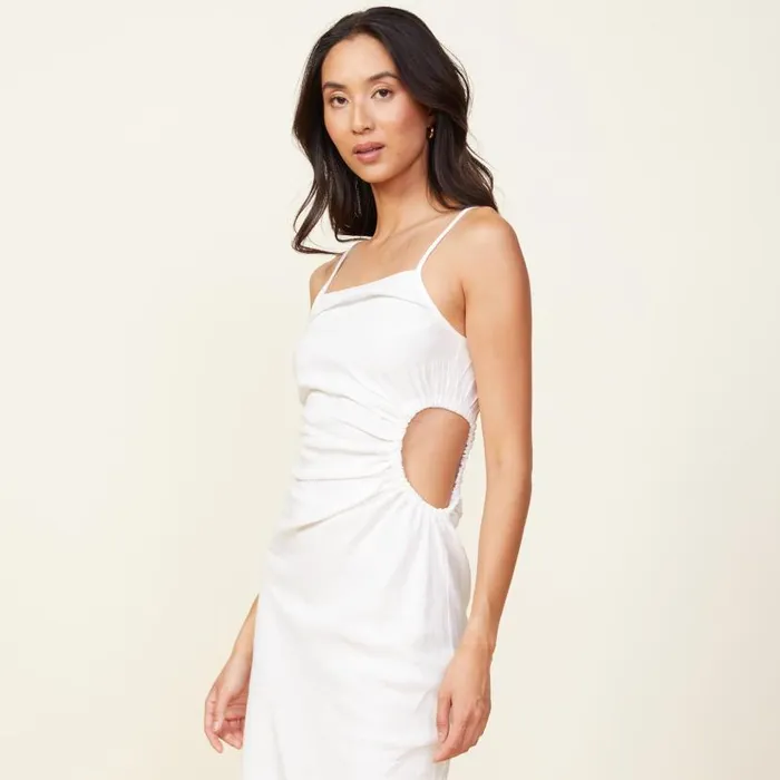 MONROW DRESSES Linen Slip Dress White 8211 Shop