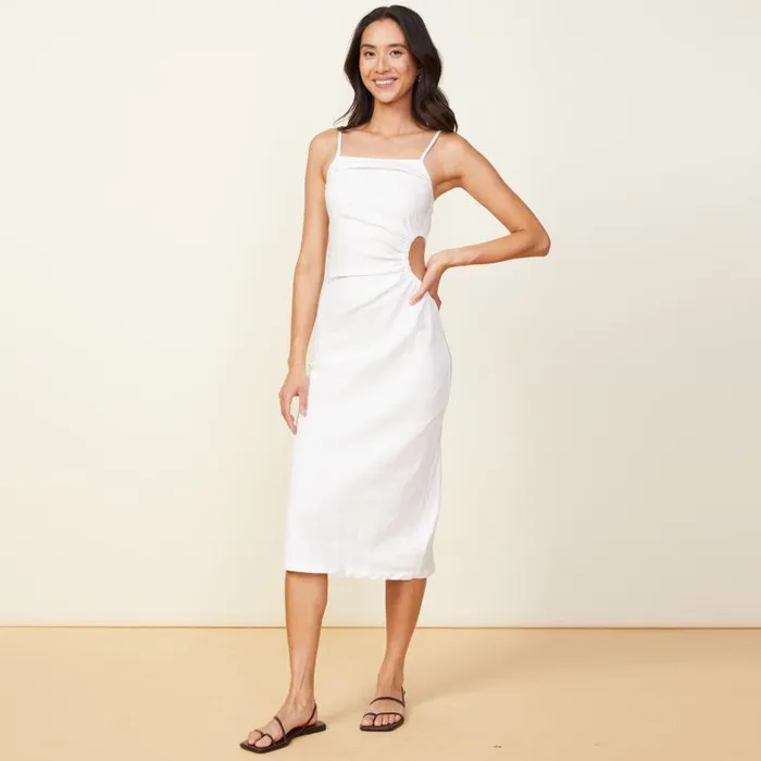 MONROW DRESSES Linen Slip Dress White 8211 Shop