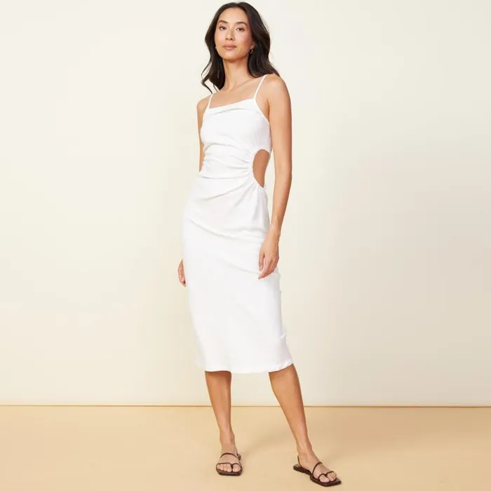 MONROW DRESSES Linen Slip Dress White 8211 Shop
