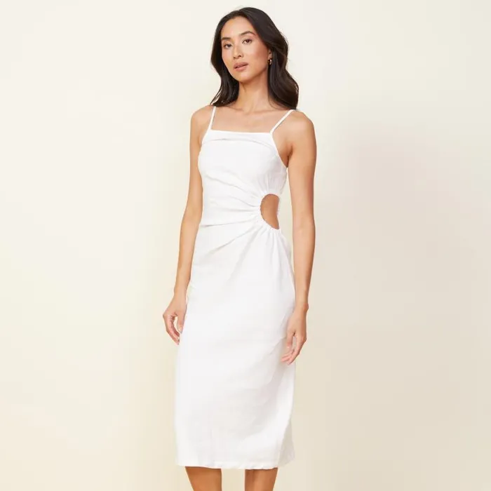 MONROW DRESSES Linen Slip Dress White 8211 Shop