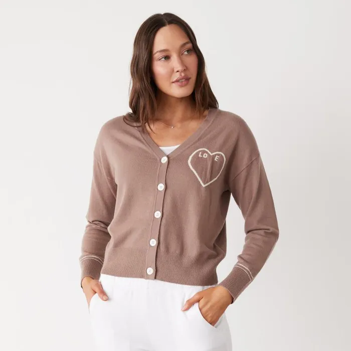 MONROW KNITS Light Soft Knit Love Cardigan Pecan 8211 Shop