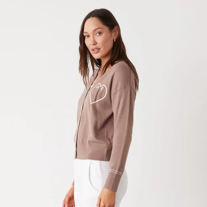 MONROW KNITS Light Soft Knit Love Cardigan Pecan 8211 Shop