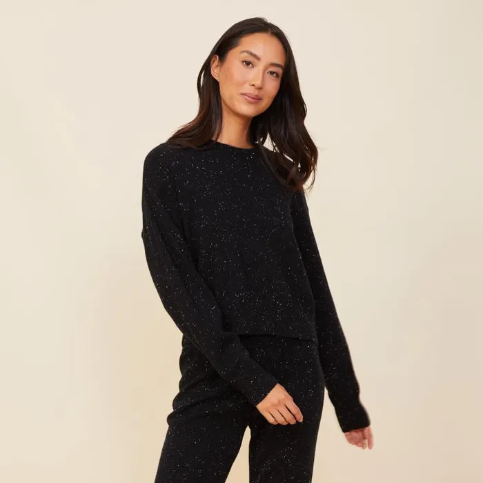 MONROW KNITS Neps Cashmere Crew Neck Sweater Black 8211 Shop