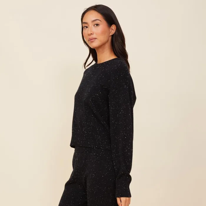 MONROW KNITS Neps Cashmere Crew Neck Sweater Black 8211 Shop