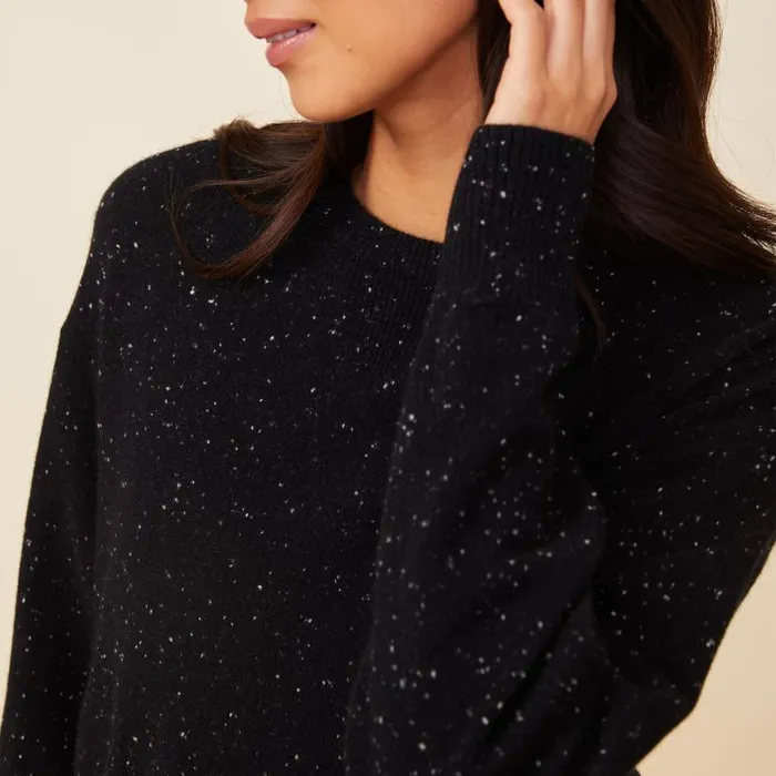 MONROW KNITS Neps Cashmere Crew Neck Sweater Black 8211 Shop