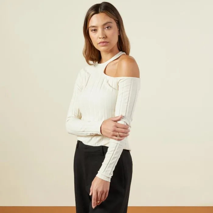 MONROW LONG SLEEVE Flat Rib Asymmetric Long Sleeve Off White 8211 Shop