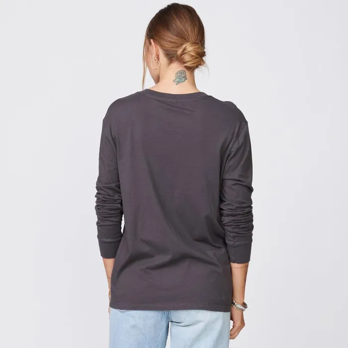 MONROW LONG SLEEVE Long Sleeve ExBoyfriend Pocket Crew Faded Black 8211 Shop